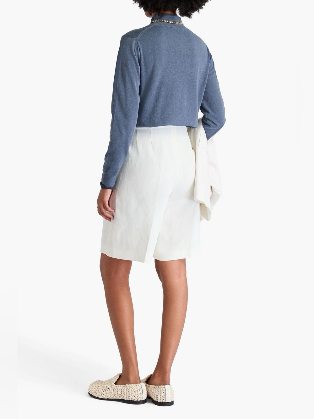 Vince Layered cotton-blend turtleneck sweater slate blue women’s size small - Picture 2 of 7